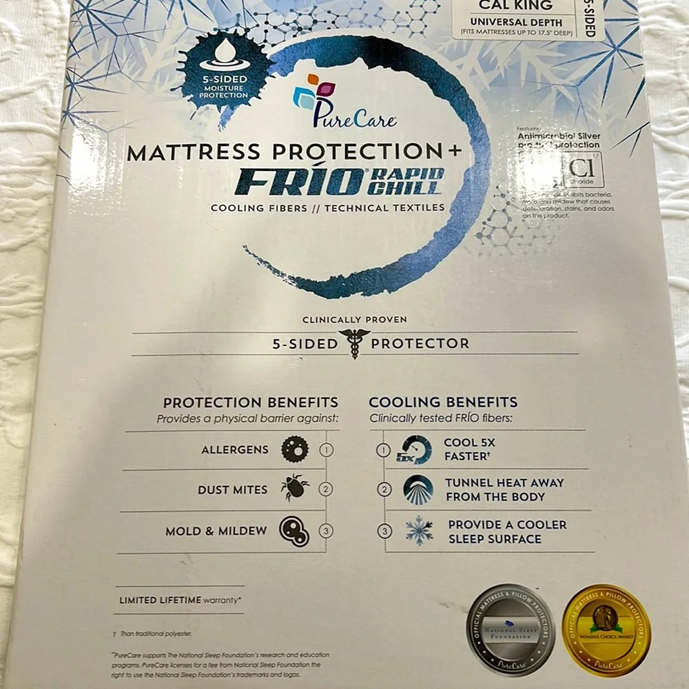 PureCare 5 -Side FRIO Mattress Protector - California King