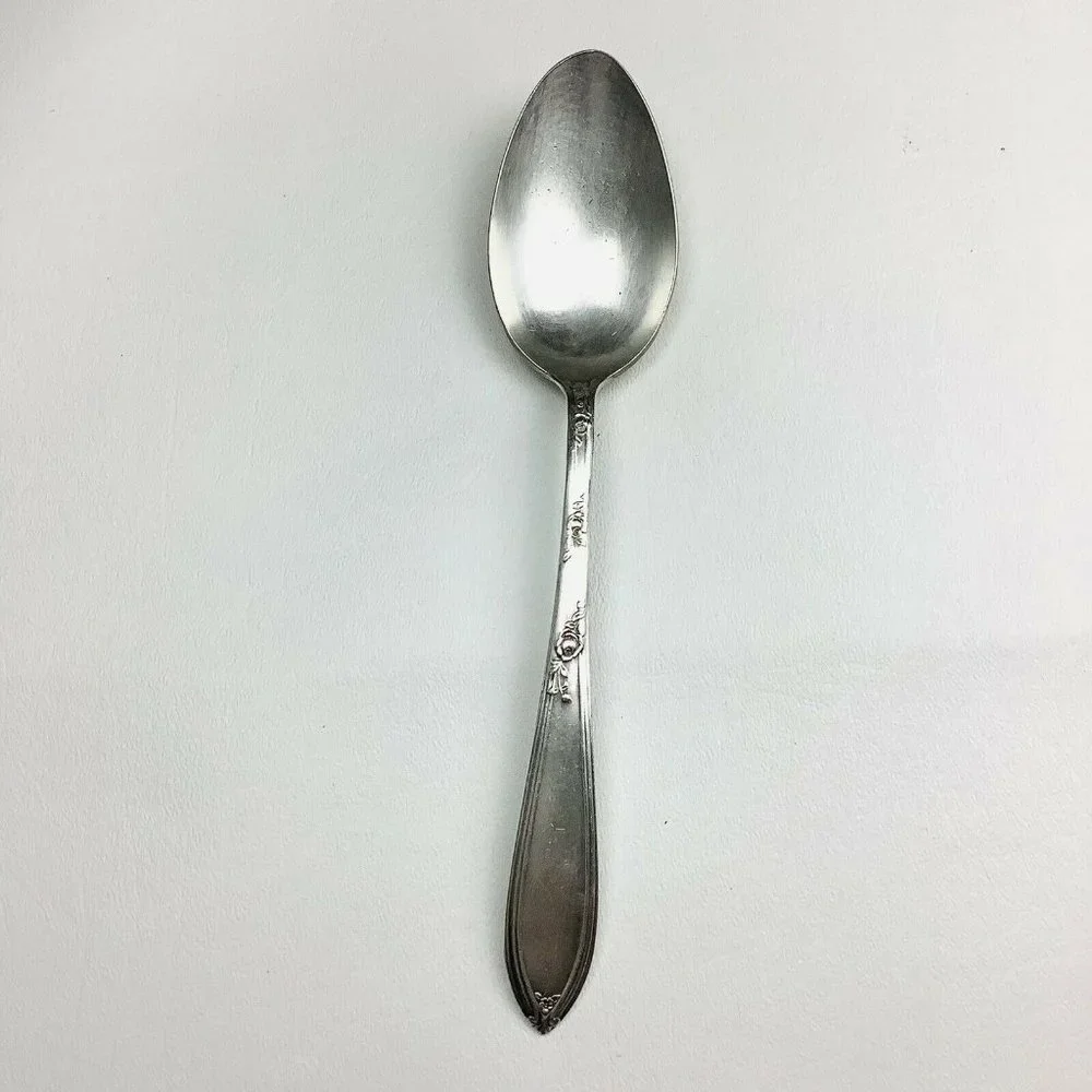 Vintage New England Silver Plate A1 Tablespoons / Dessert Spoon Rosemary Pattern