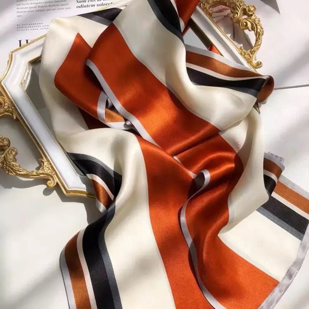 Mixed Monogram Designer Inspired Luxury Scarf Head Wrap, High End Striped Wrap