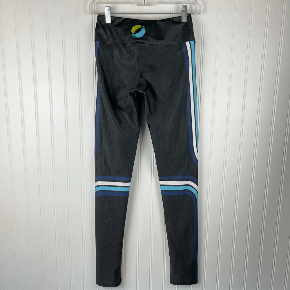 Goldsheep Retro Blue Stripe Vintage Vibe Leggings Medium