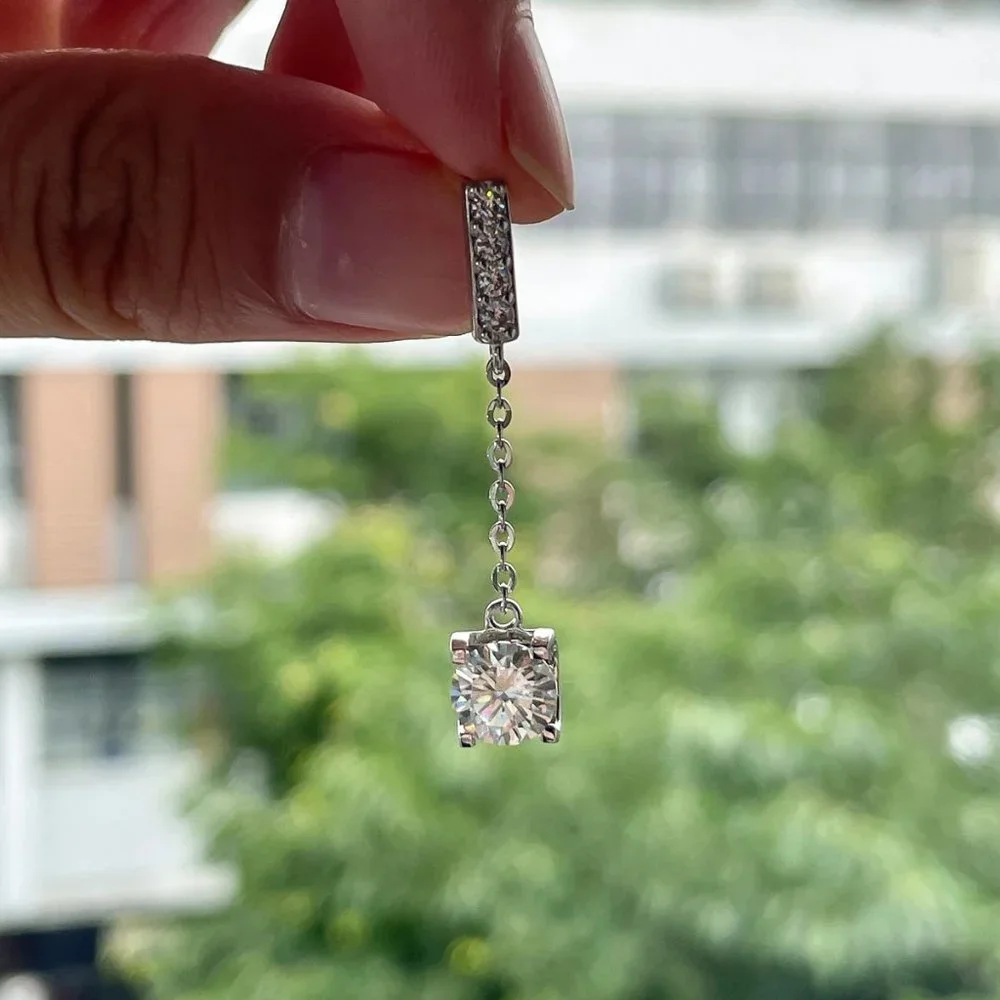 Certified 2ct. t.w. Moissanite Diamond Drop Earrings NEW A