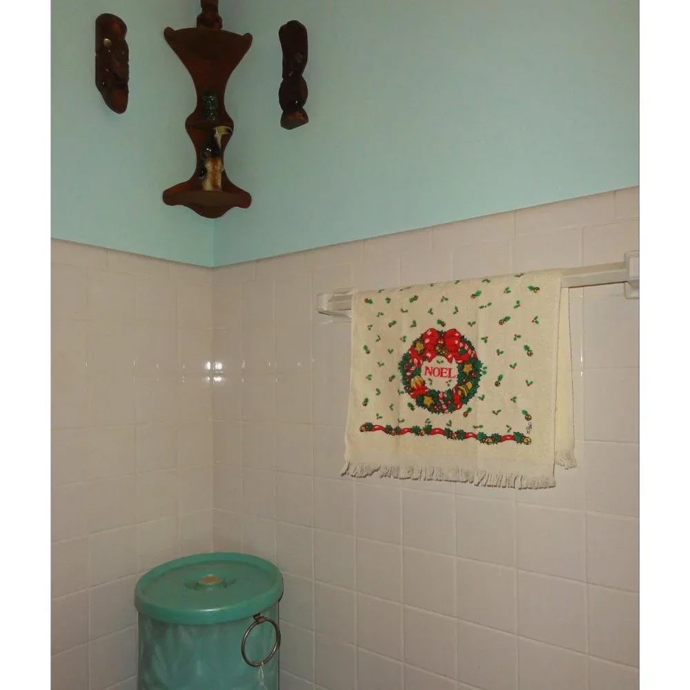 Vintage Christmas Hand Towel or Dish Towel Wreath Noel Holly kitsch mcm