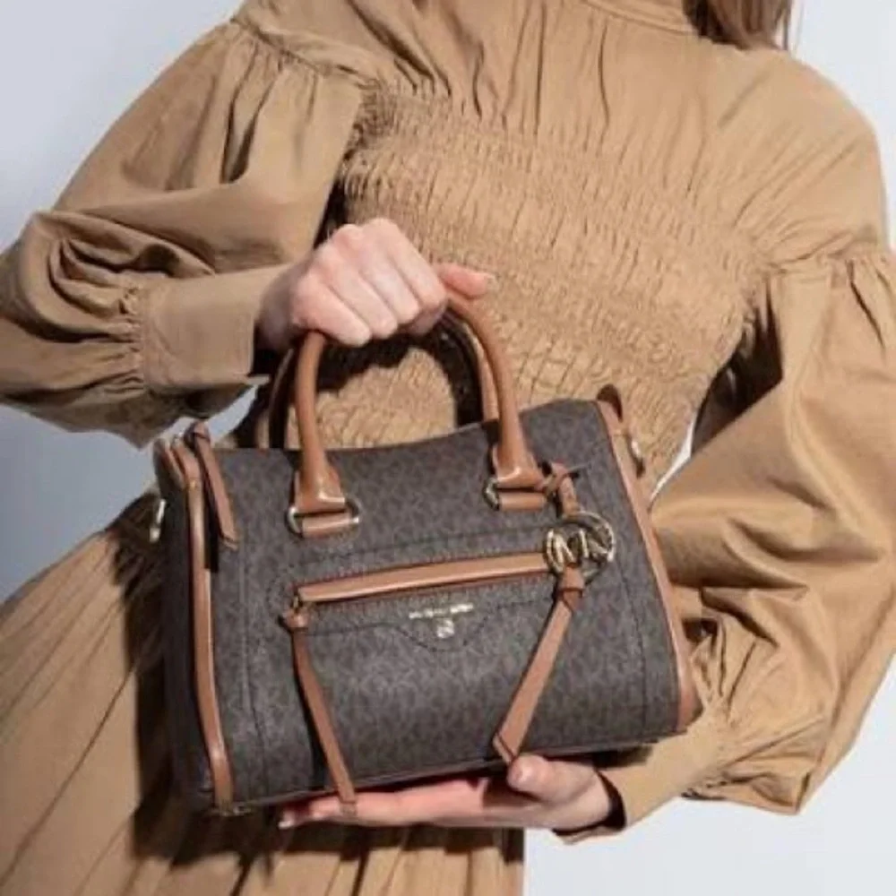 MICHAEL KORS Carine Satchel Crossbody Coated Canvas Leather Bag