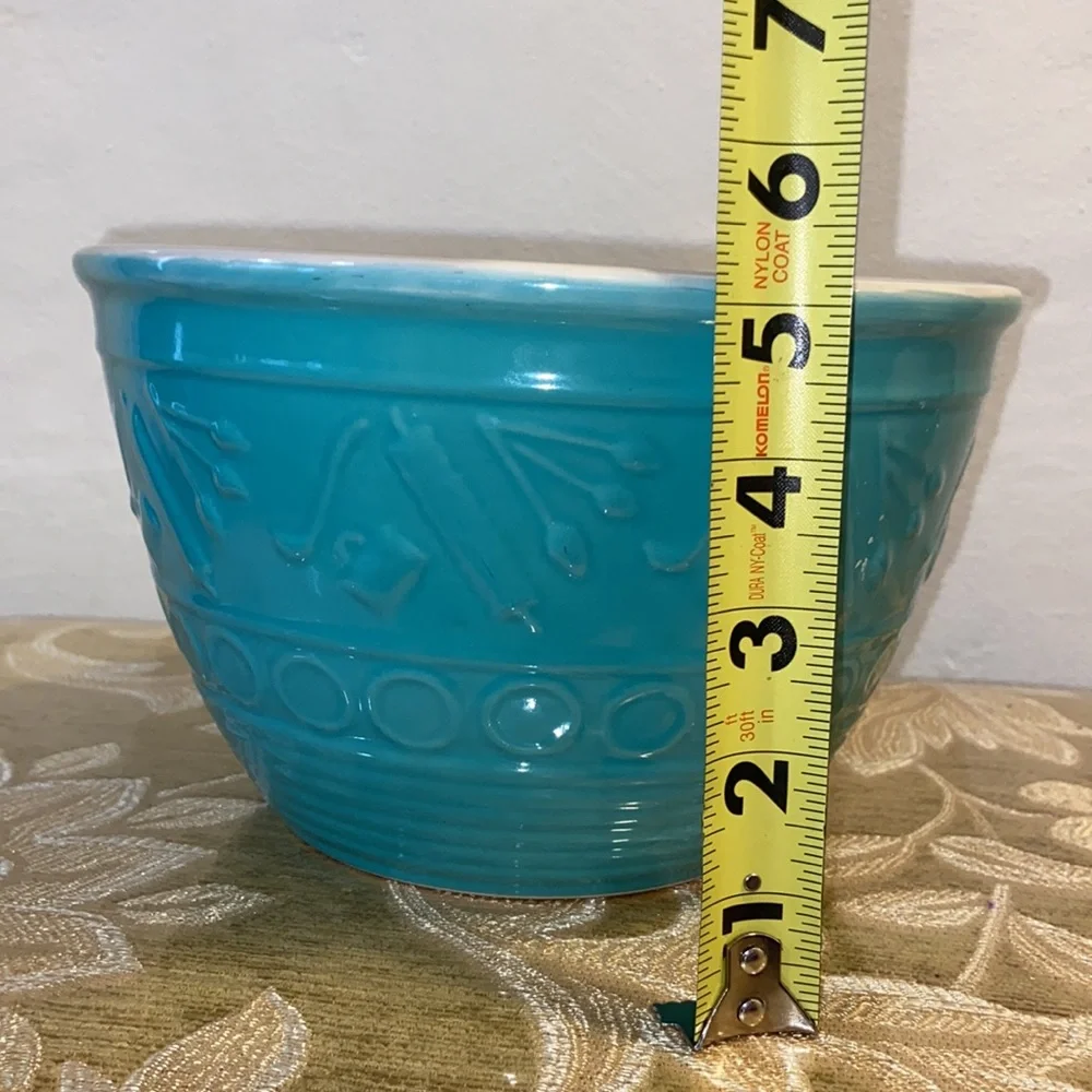 VINTAGE GOOSEBERRY PATCH JADE GREEN POTTERY CERAMIC BAKING MIXING BOWL GORGEOUS