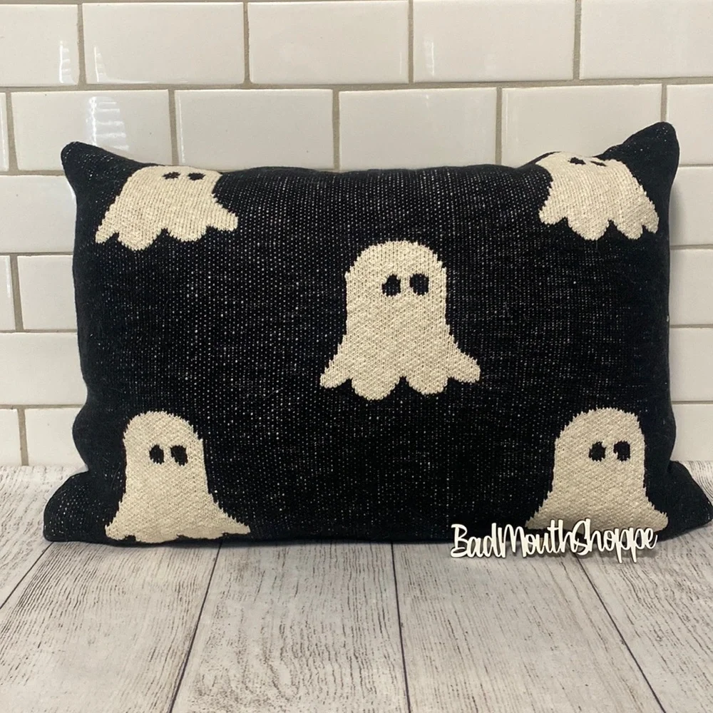 Rachel Zoe Black and White Knit Ghost Throw Pillow (1)