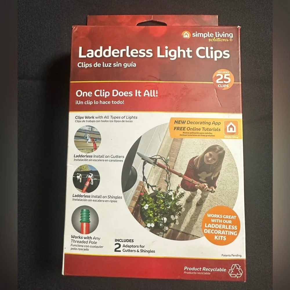 🌸 $3 if bundled - 25 Ladderless Light Clips Simple Living Solutions Smart Light