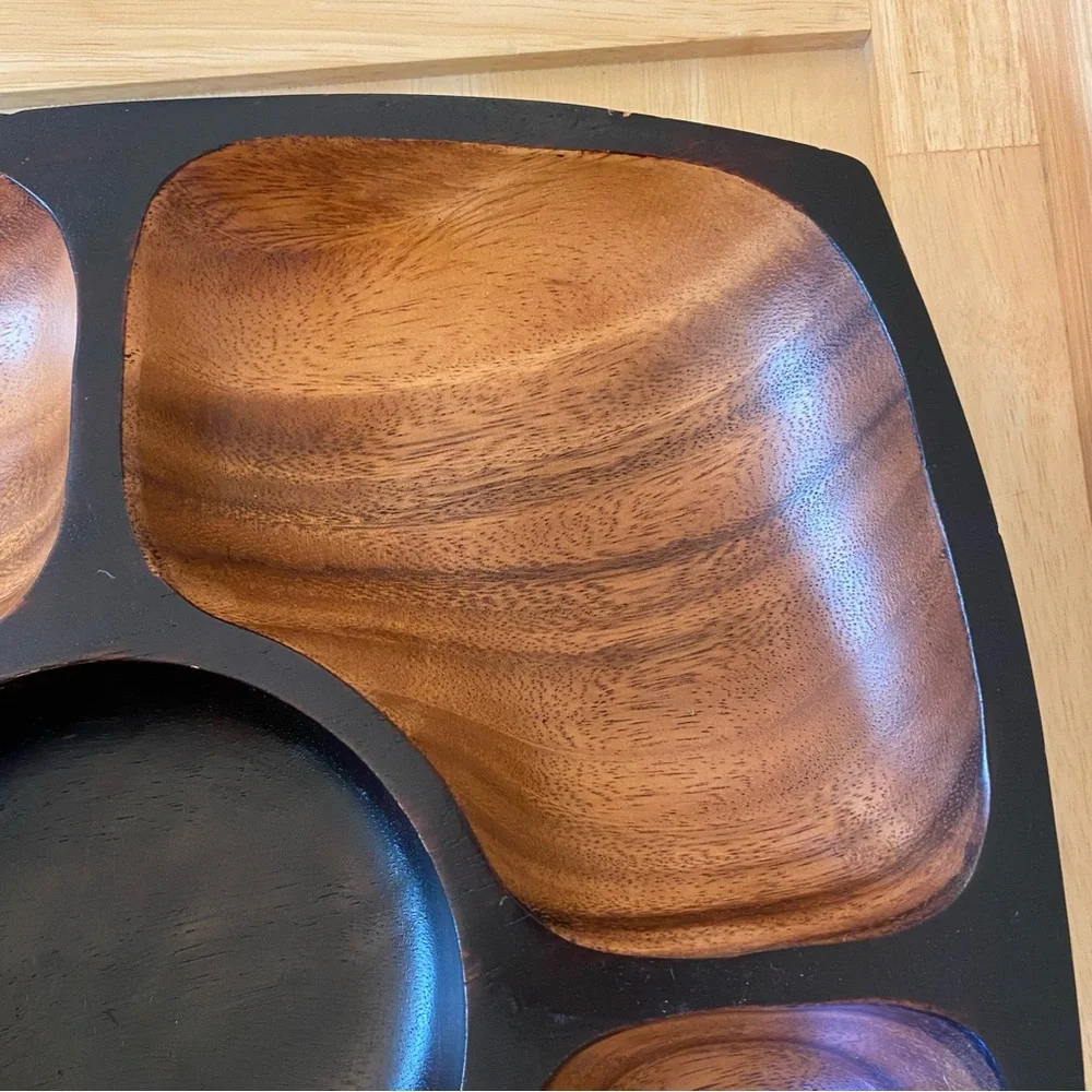 Acacia Wood Serving Tray Mid Century Modern Style 2008 Target Heavy Chip Dip