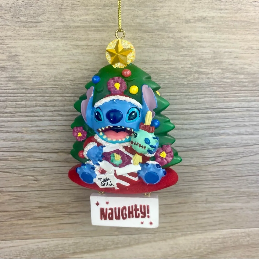 Double Sided Rare Lilo & Stitch Naughty or Nice Christmas Ornament 4