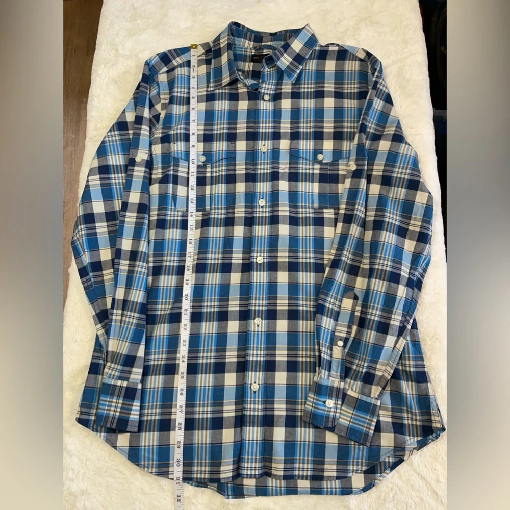 Banana Republic size large blue, charcoal & ivory plaid