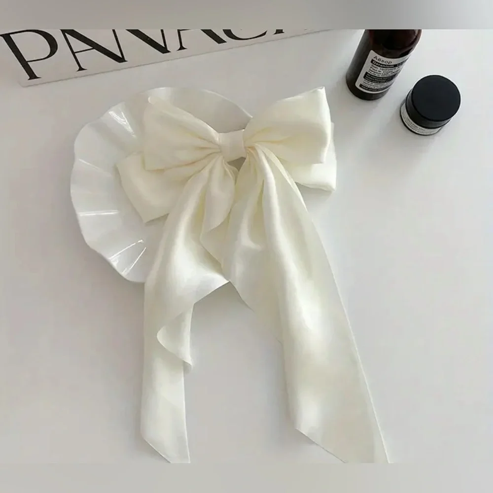 Bow hair clips- set of 3- Red, black, and white