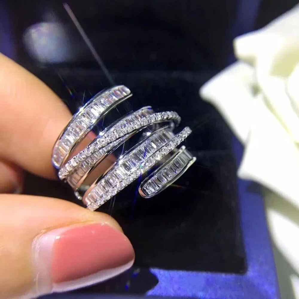 NEW 925 Silver Luxury Diamond Party Engagement Ring