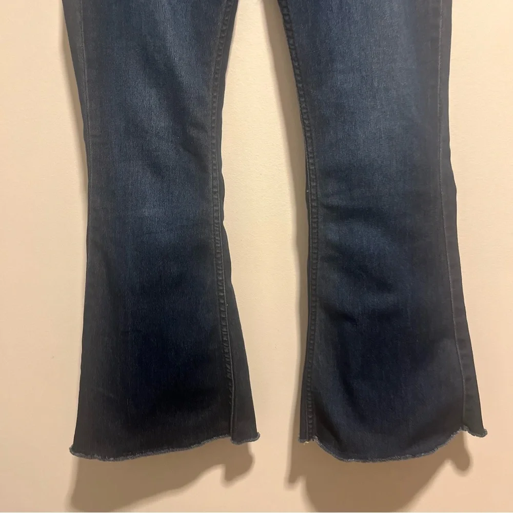 Free People Penny Pull On Flare Raw Hem Denim Jegging Stretch Jeans