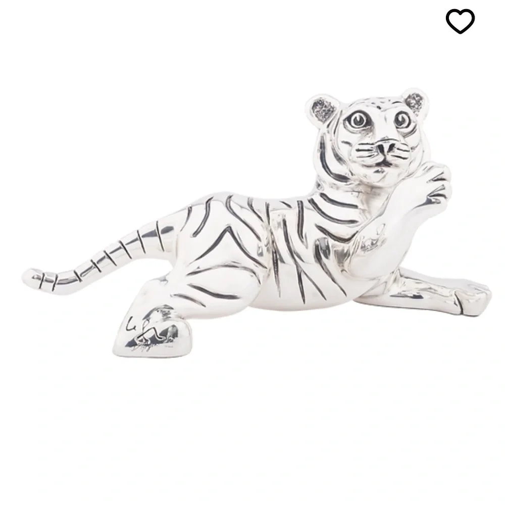 Official D’Argenta Silver Bengal Tiger Cub Statue artist Ricardo del Rio.mint