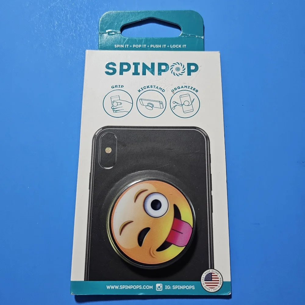 SpinPop: Pop-Up Phone Grip & Stand (SMILEY FACE EMOJI)