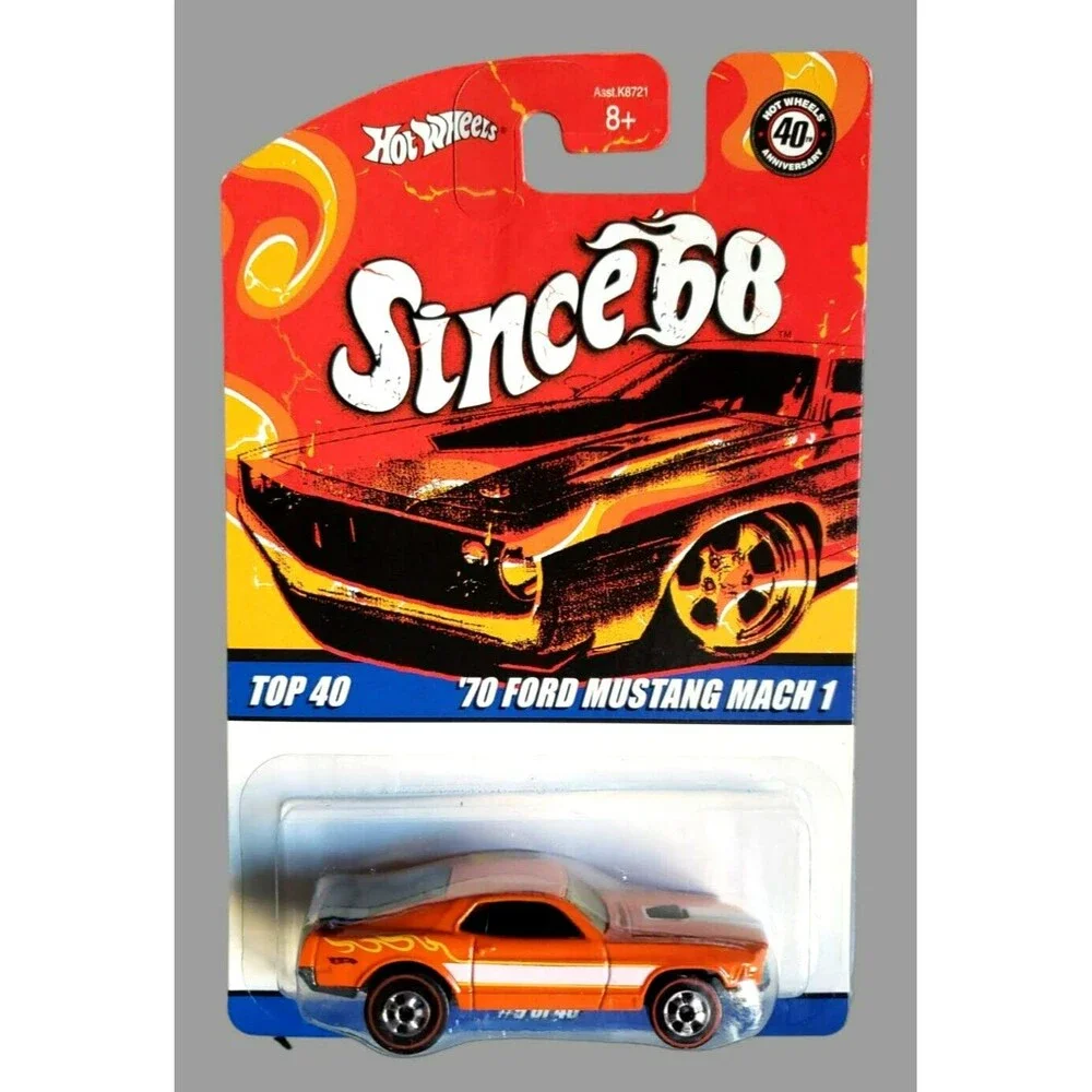 2008 Hot Wheels '70 FORD MUSTANG MACH I Since '68 TOP 40 Orange 1:64 #M1544 MOC