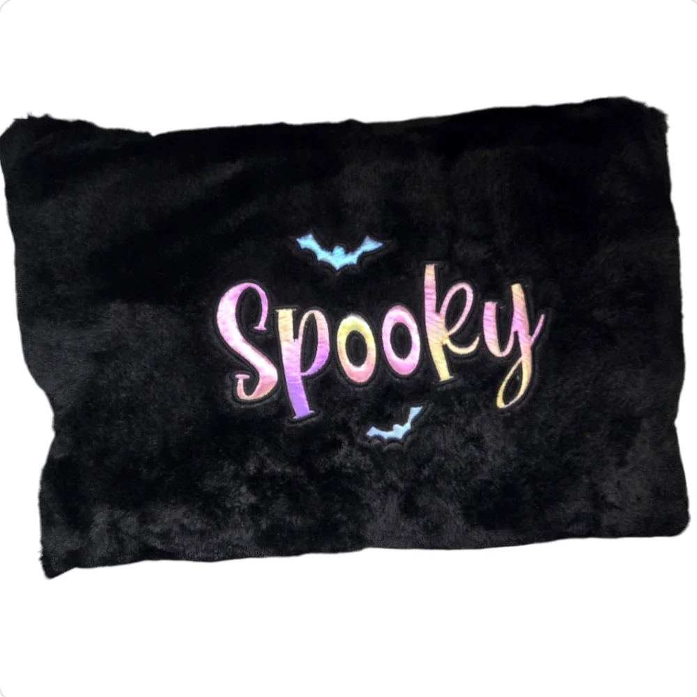 🦇Black Iridescent Spooky Bat Throw Toss Halloween Pillow
