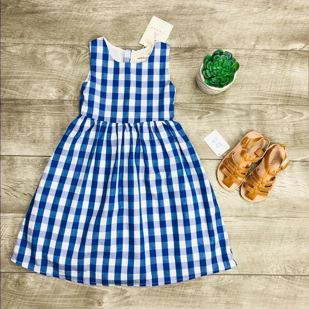 NWT PLAID BLUE TODDLER GIRL SUMMER DRESS