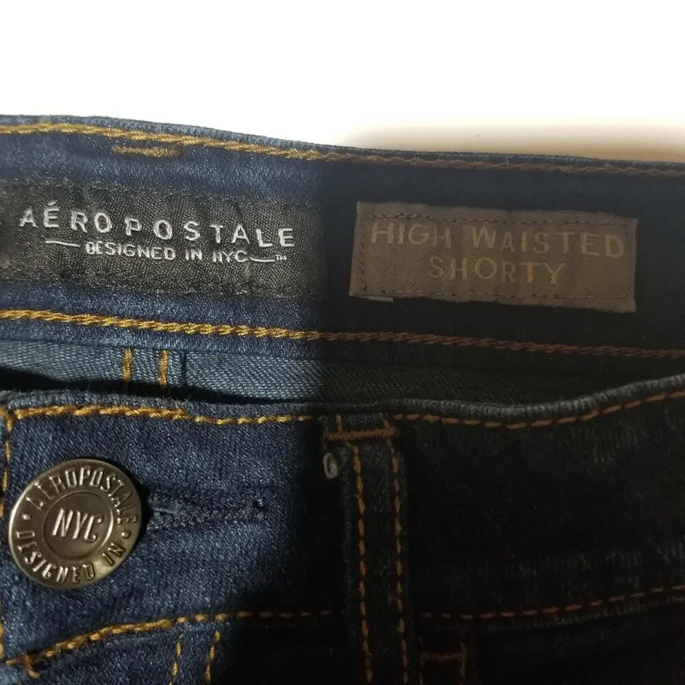 Aeropostale Shorts 4 High Waisted Shortie Shorty Denim