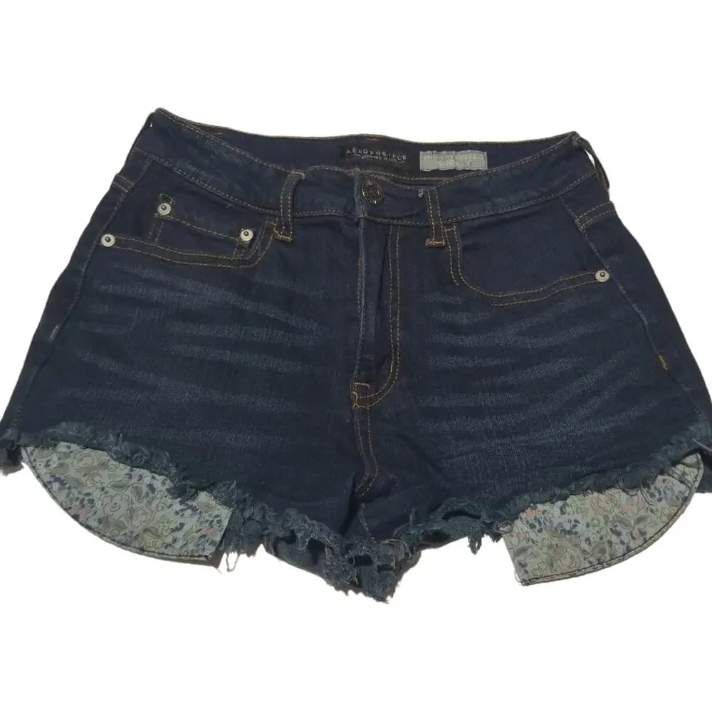 Aeropostale Shorts 4 High Waisted Shortie Shorty Denim