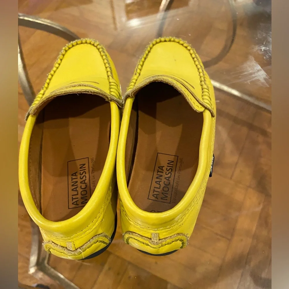Great condition unisex yellow moccasin hand made made in Portugal
