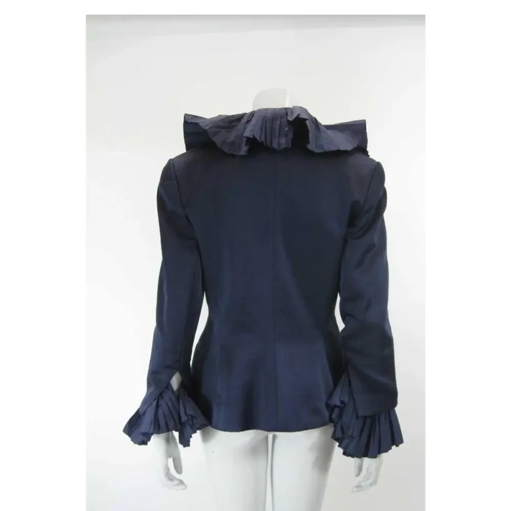 Christian Dior Vtg Satin Evening Jacket With Large Pleated Collar