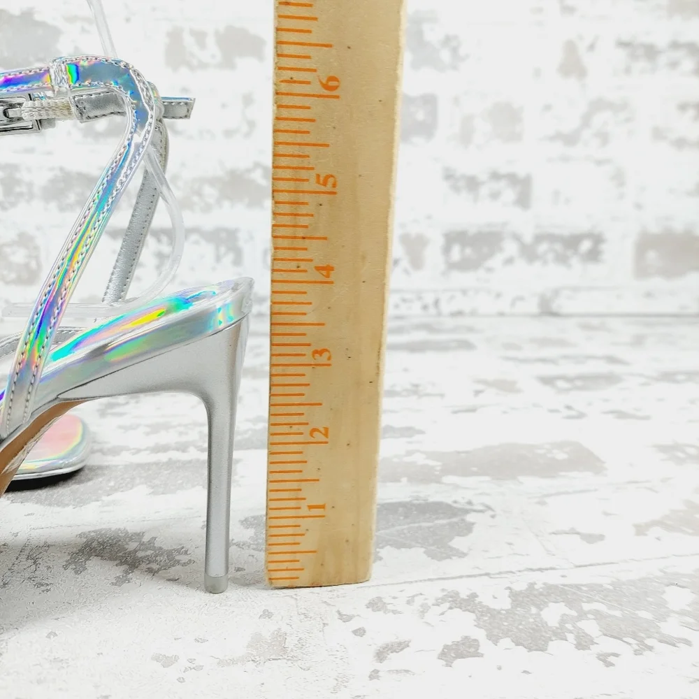 NEW Call It Spring Silver Summer Evening Stilettos Ankle Loop Party Sandals E931