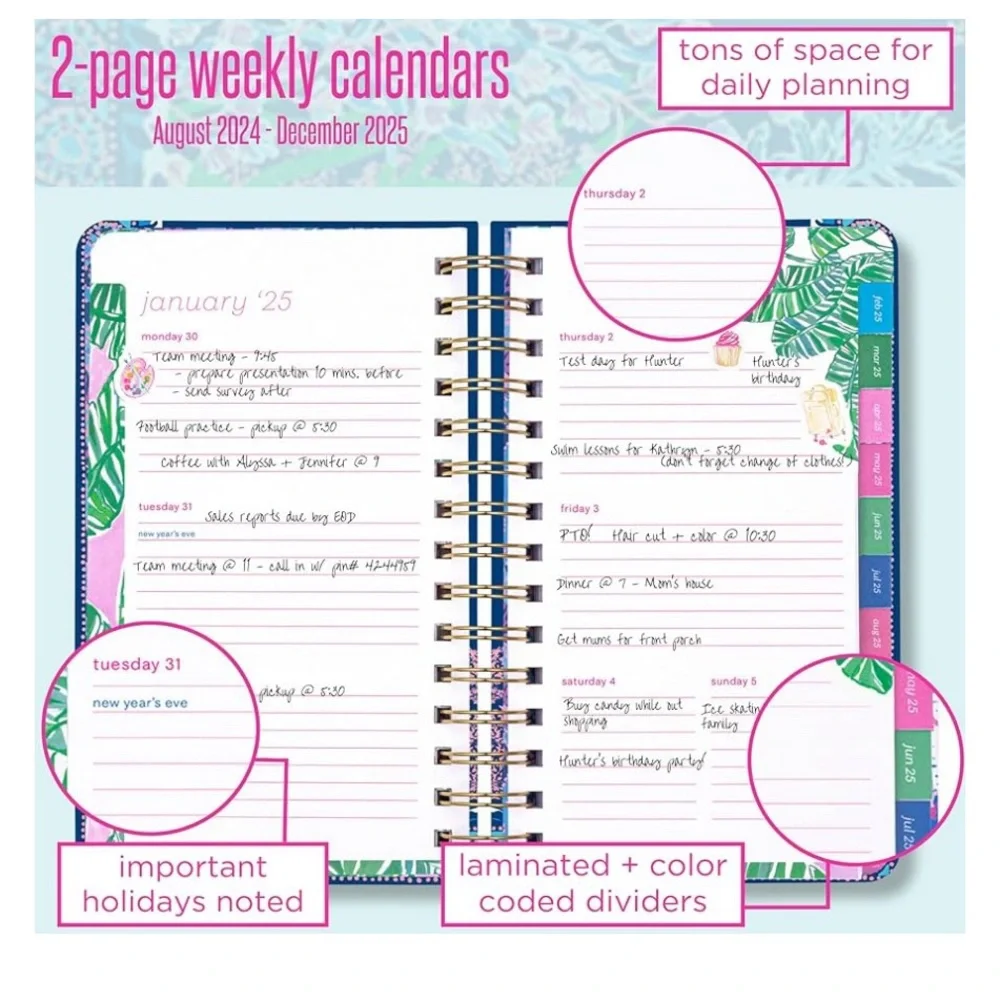 Lilly Pulitzer Medium Planner August 2024-December 2025,Secret Escape Engineered
