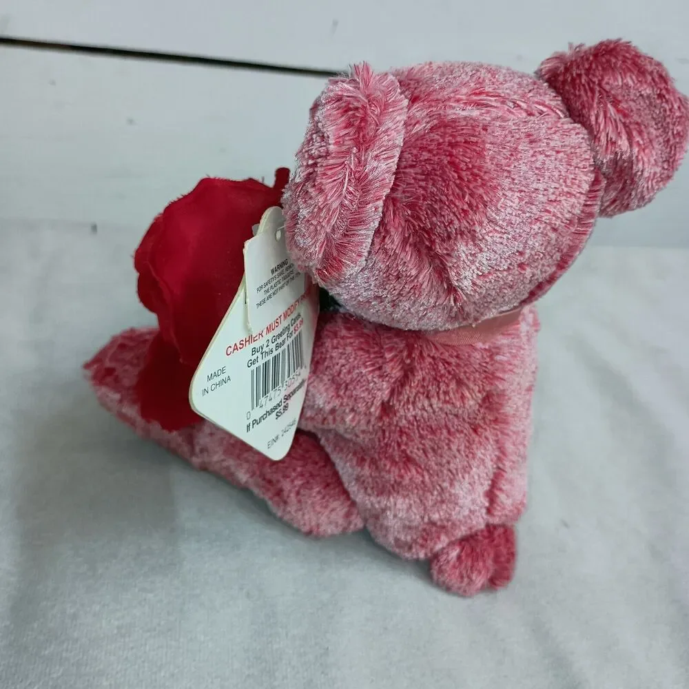 READ Dan Dee Valentines Day Gift Teddy Bear Holding Red Rose Plush 7” Present