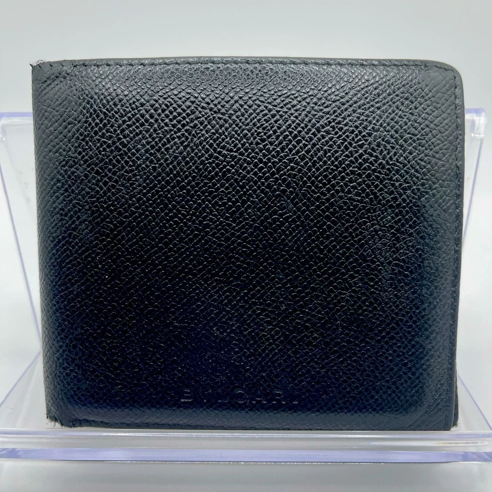 Bvlgari - authentic - black leather Men’s / unisex bi-fold wallet - GUC