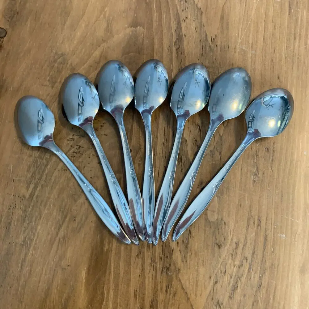 Oneida Kenwood FOREVER ROSE Stainless USA 7 Place/Oval Soup Spoon Flatware Vtg