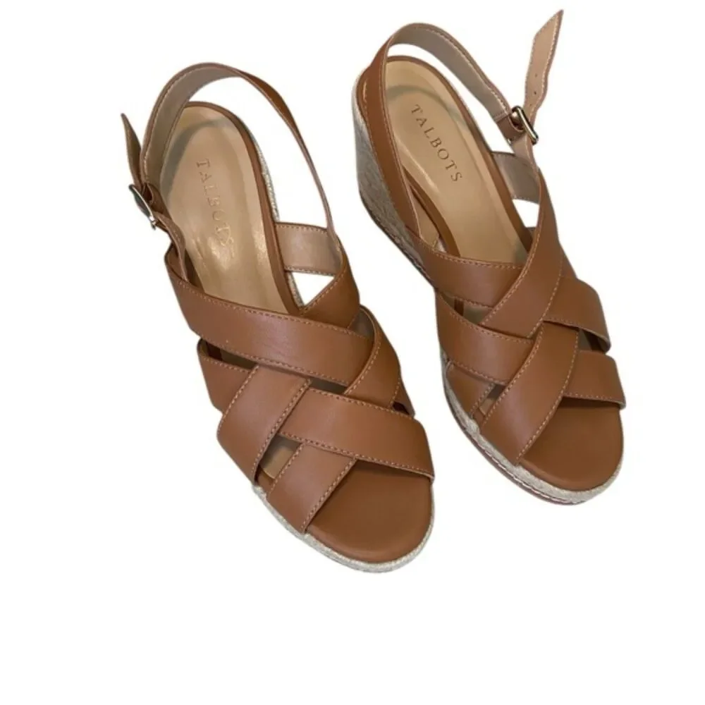 Talbots Saylor Nap Hannah Tan Crisscross Espadrille Sandals Size 9