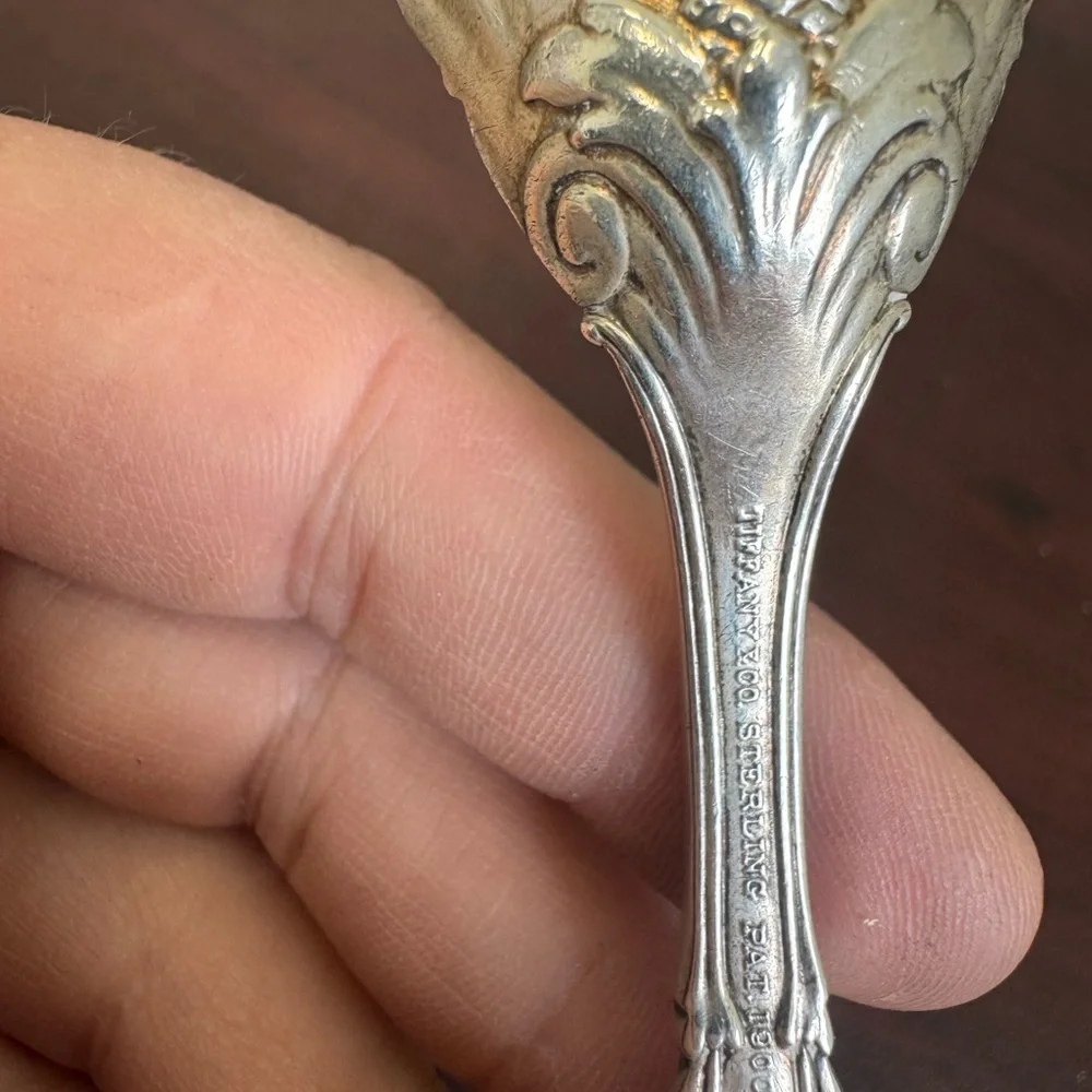 Antique Tiffany & Co French Renaissance Style Sterling silver sugar shell spoon