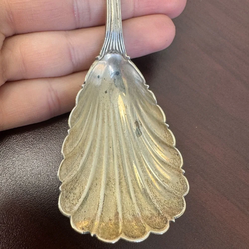 Antique Tiffany & Co French Renaissance Style Sterling silver sugar shell spoon