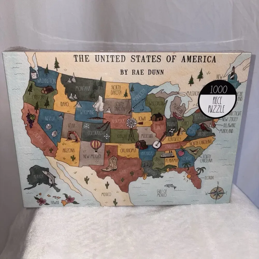 Rae Dunn Puzzle The United States of America 1000 Pieces Factory Sealed