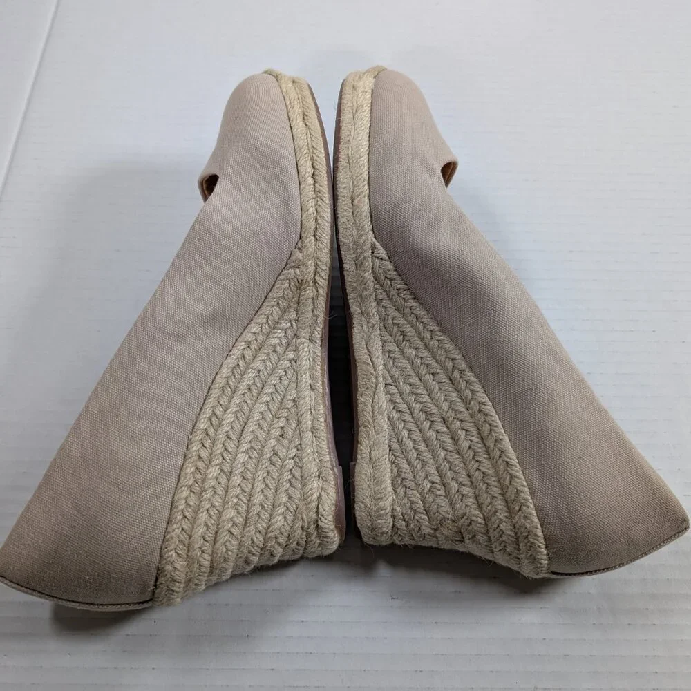 J Crew Tan Canvas Espadrille Wedge Neutral Women's 9.5