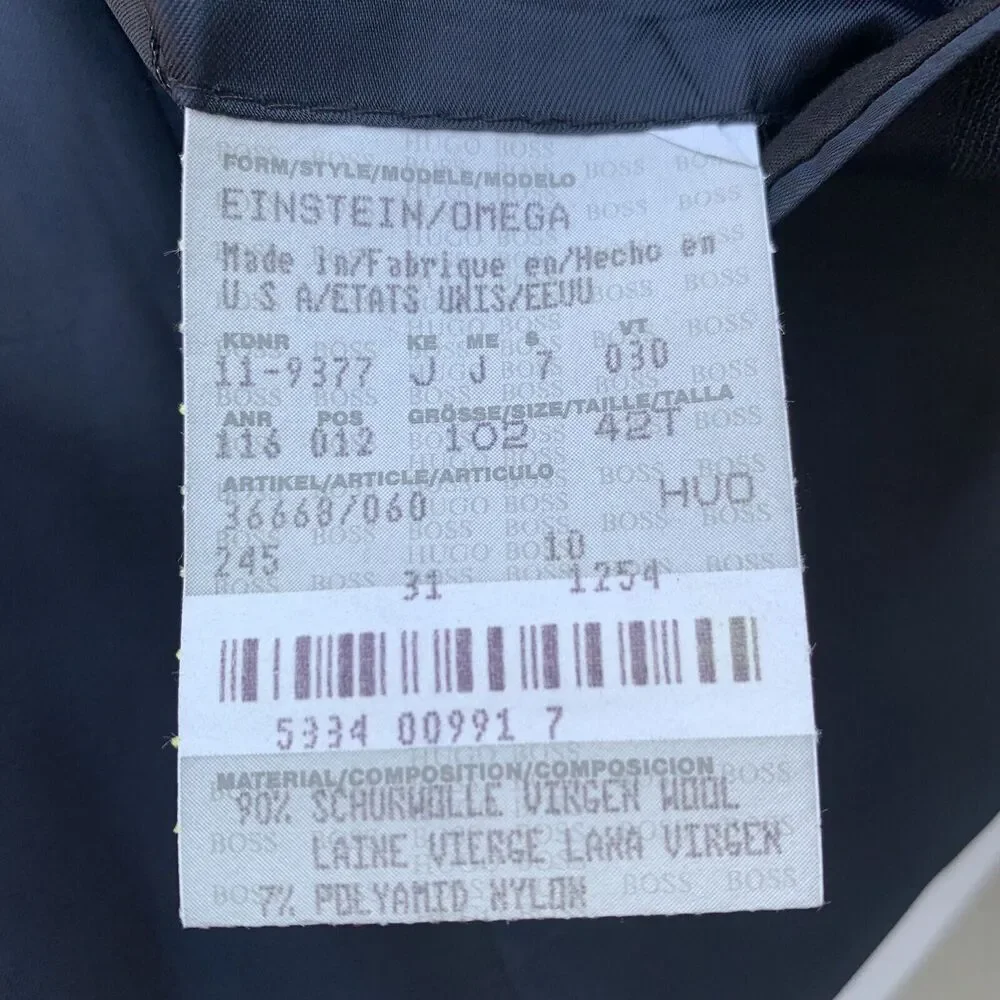 Hugo Boss Mens 42T Einstein Omega Vintage Sport Coat Charcoal Gray