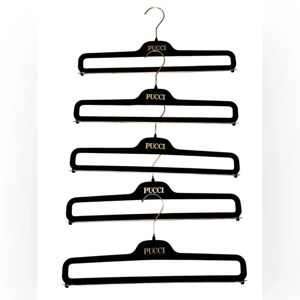 Emilio Pucci Black Velvet pant Hangers set of 5