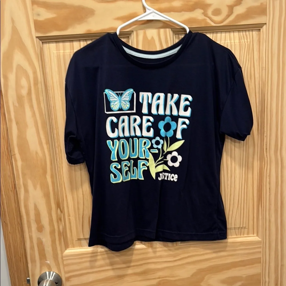 Justice Blue Short Sleeve Tee with Graphic Design