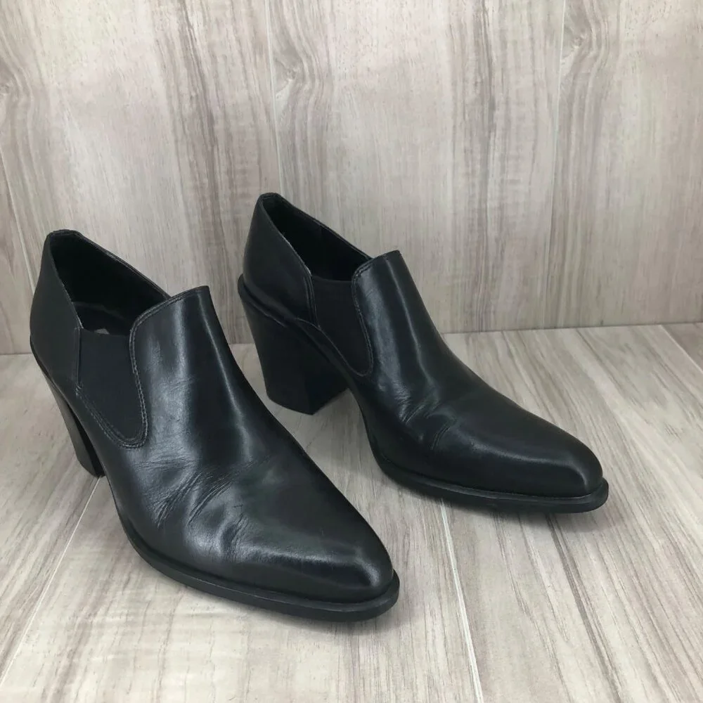 Amanda Smith Ankle Boots Womens 8M Tranter Black Leather Slip On Shootie Booties