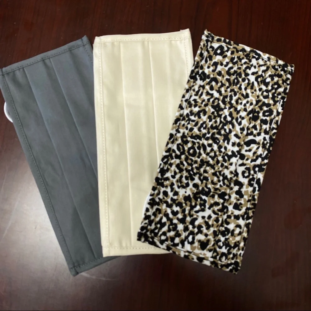 Triple layer cotton leopard face mask