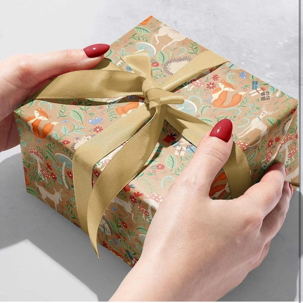Jillson Roberts 1-Roll Count Gift Wrap/Wrapping Paper, Krafty Fox, NWT