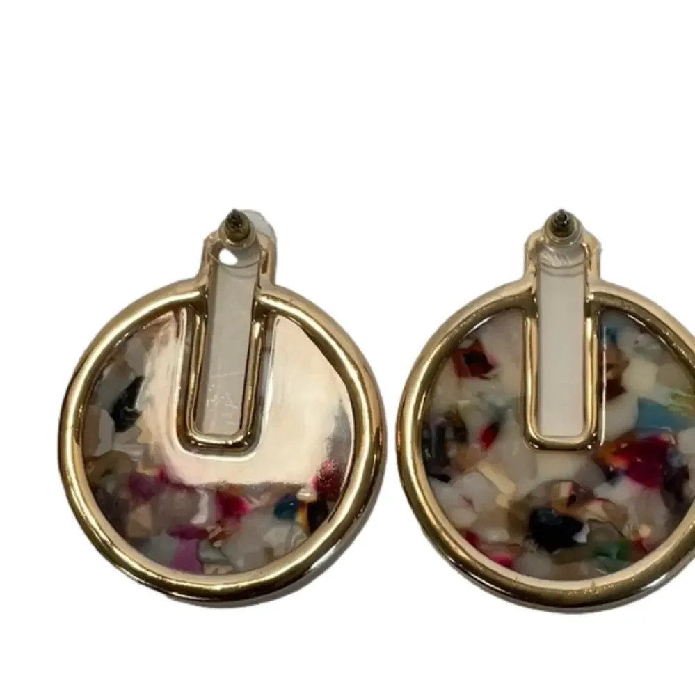 Earrings Multi Color Stone with Gold tone