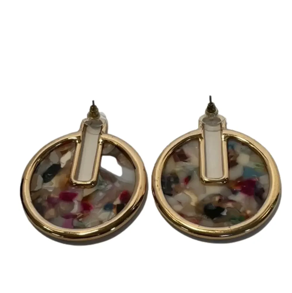 Earrings Multi Color Stone with Gold tone