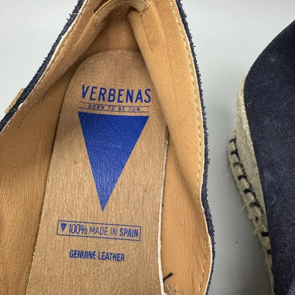 Verbenas Malena Women's Espadrille Blue Navy Suede Wedge Sandals Sz 9 US 40 EU