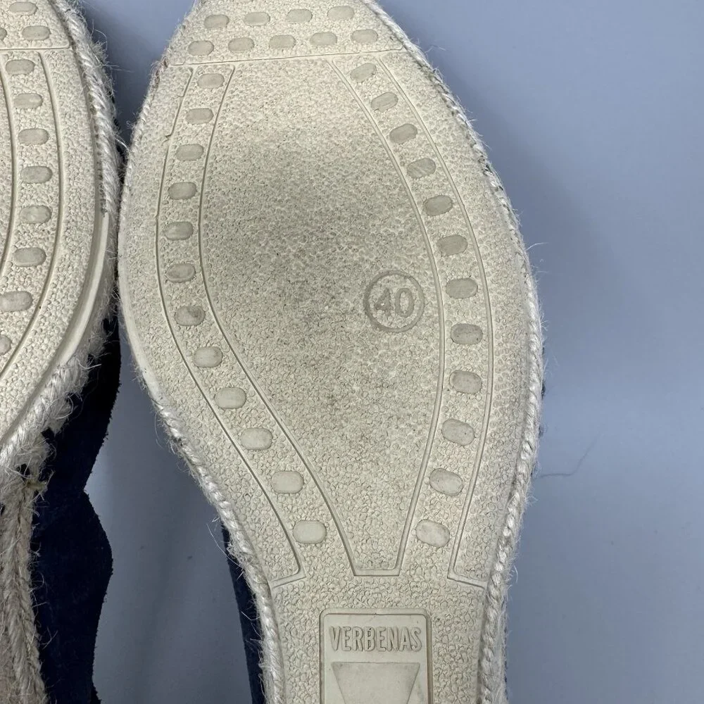 Verbenas Malena Women's Espadrille Blue Navy Suede Wedge Sandals Sz 9 US 40 EU
