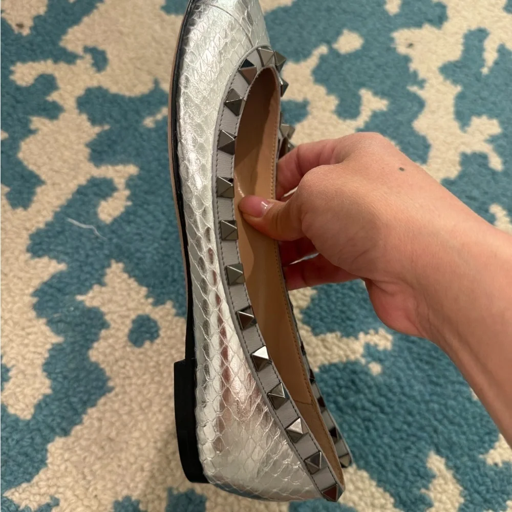 Valentino Silver Studded Women's Flats size 36