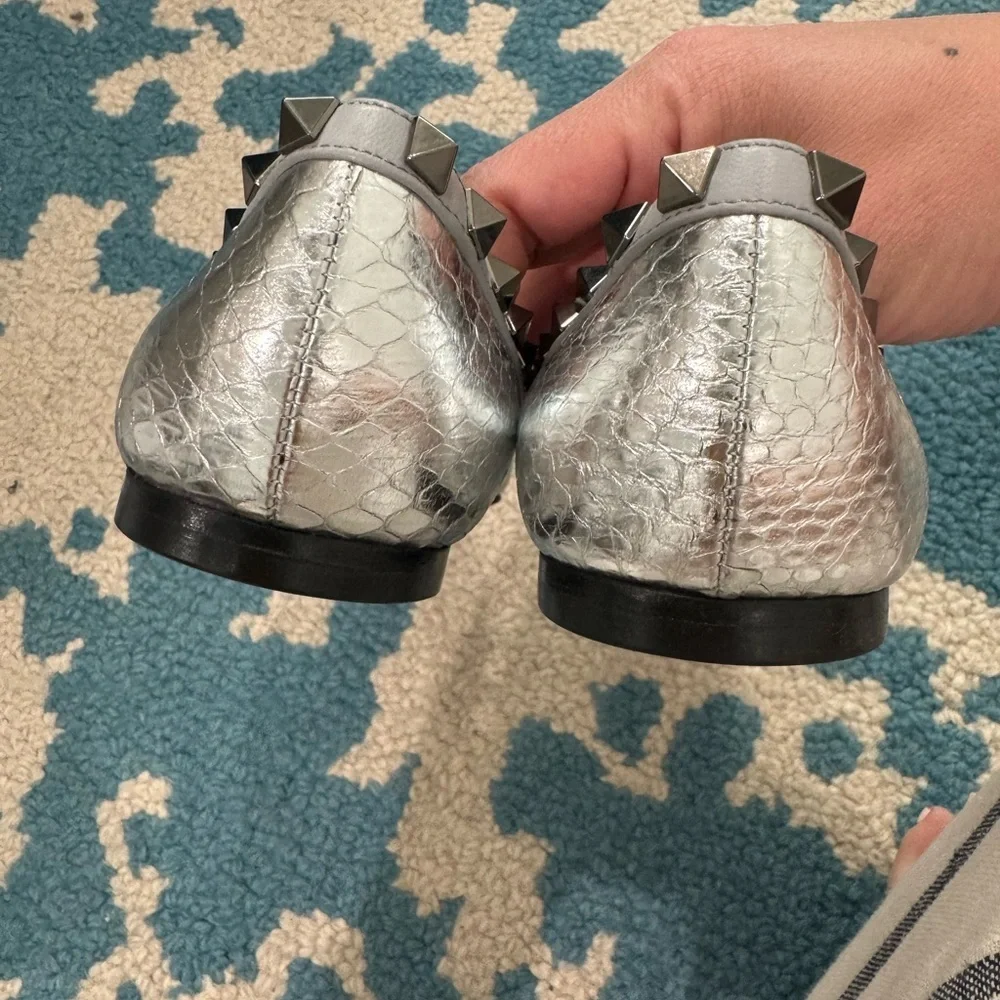 Valentino Silver Studded Women's Flats size 36