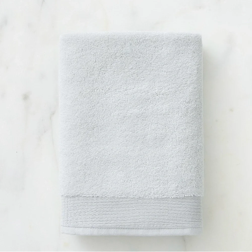West Elm bundle hand towels LOT 2 organic ribbed fibrosoft green freshwater blue