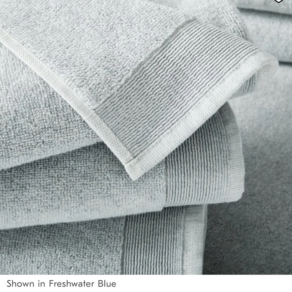 West Elm bundle hand towels LOT 2 organic ribbed fibrosoft green freshwater blue