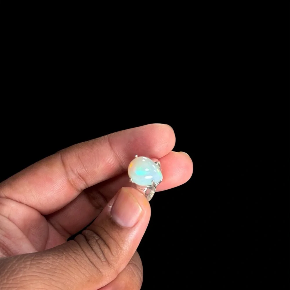 Australian Opal Ring | 4 Carat | Size 6.5 | 925 Sterling Silver | 5.55g